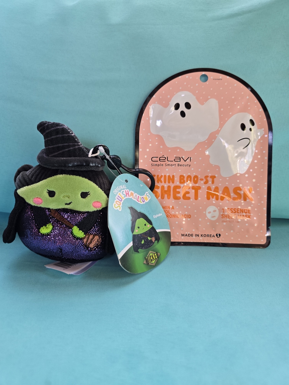 Halloween Wicked Witch Squishmallow Keychain & Celavi Boo Ghost Face Mask